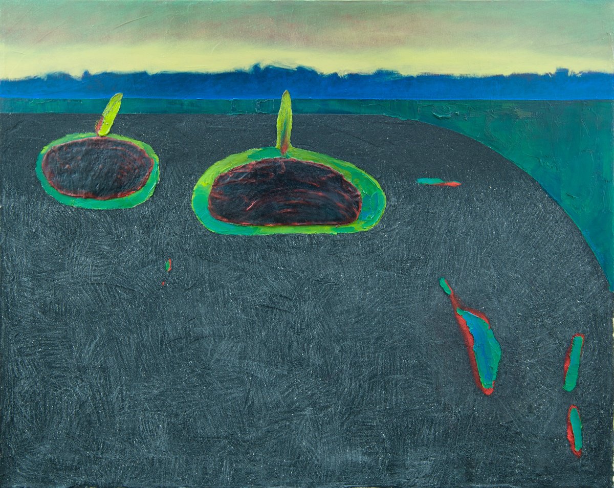 Expressive Landscape Oil Painting By Mykola Dzhychka, 39 X 31", The Winter Gardening 3, Original Artwork