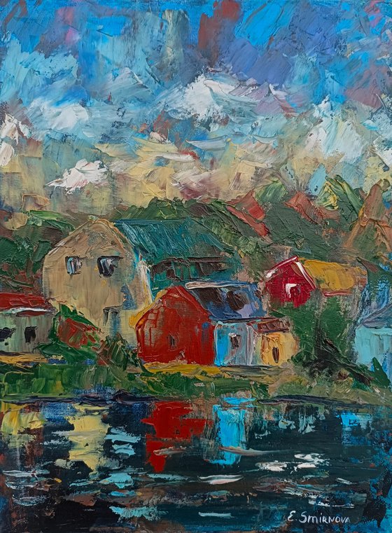 Landscape with colorful houses