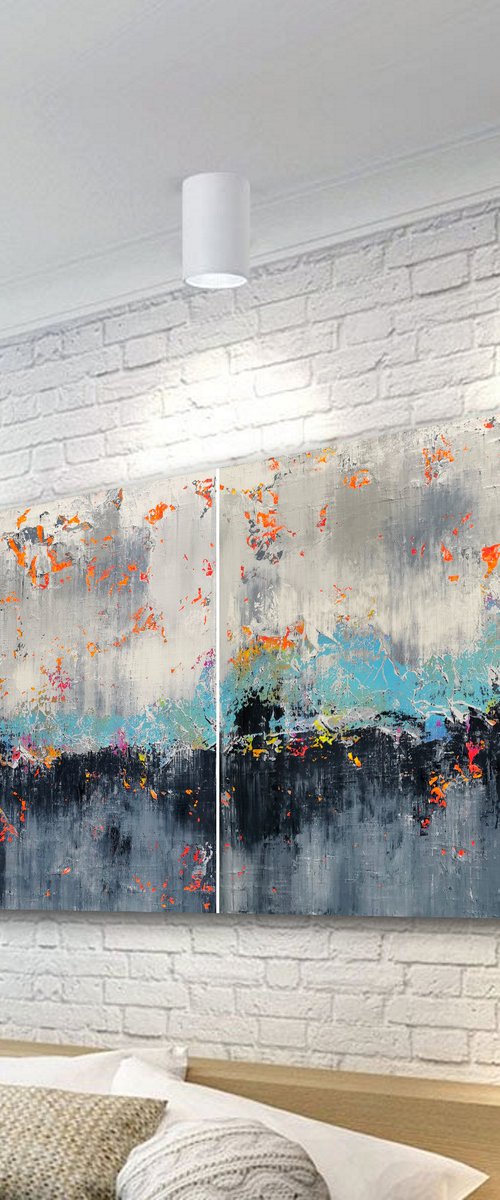 200x100cm. / abstract painting / Abstract 2145 by Alex Senchenko