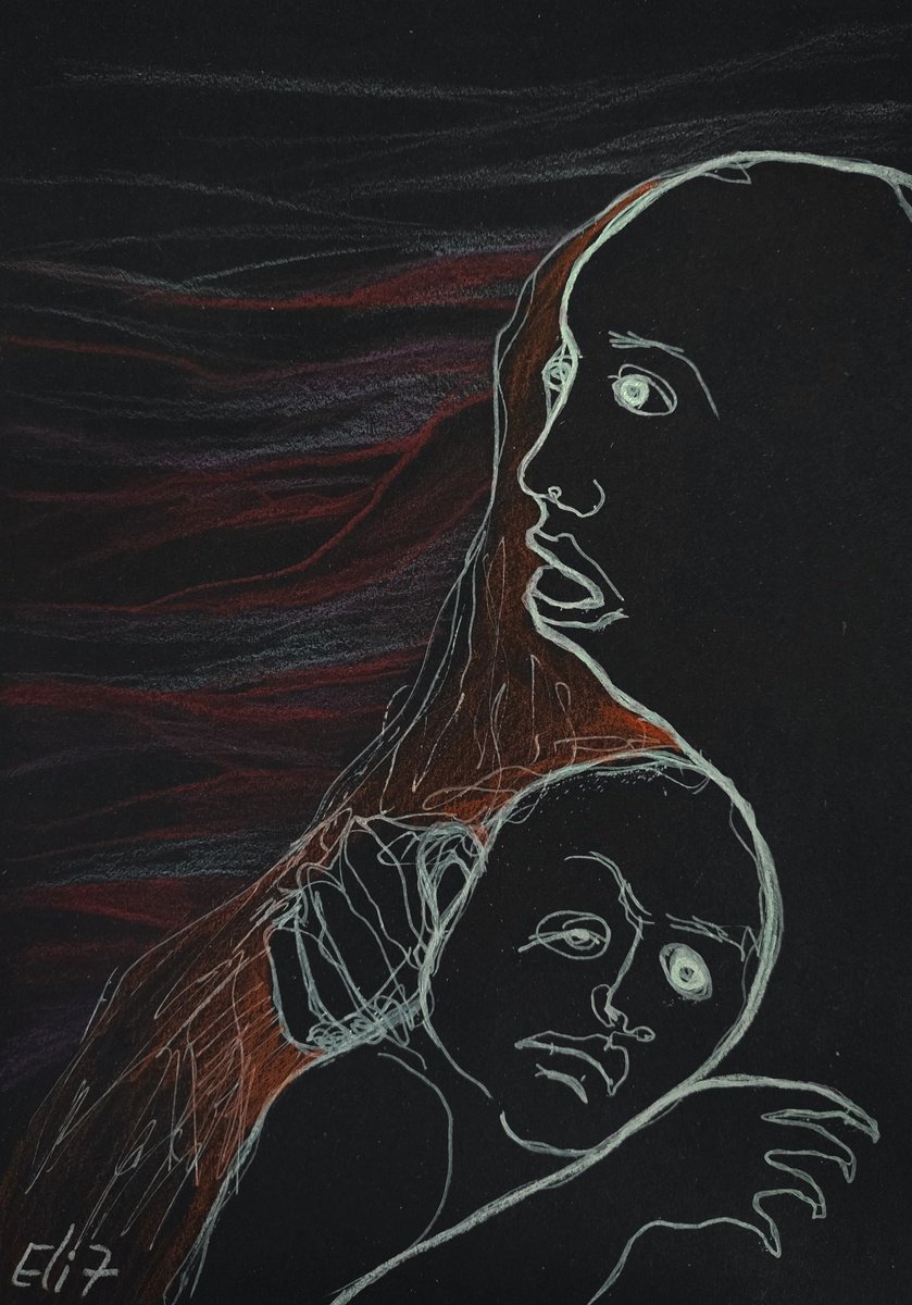 Expressive Drawing , War Madonna By Elisheva Nesis, 9 X 13, Artwork For Sale On Artfinder