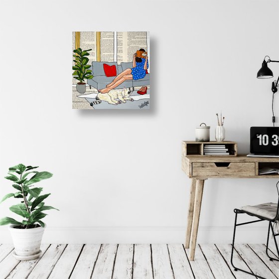 Cat Capers Light Reading 30cm x 30cm