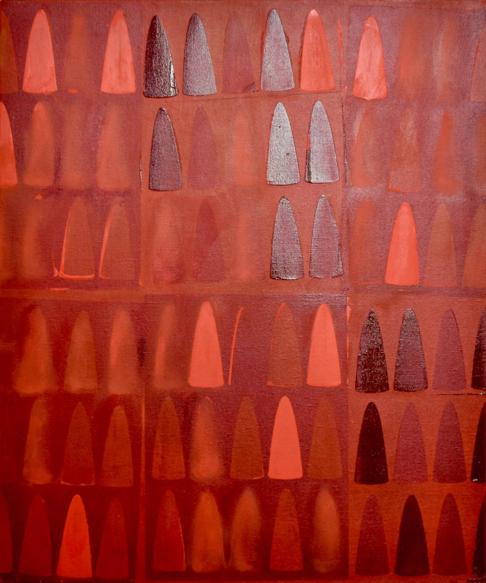 Abstract Oil Painting By Andrew Hardy, 20 X 24, Red Ii, 2018, Original Artwork