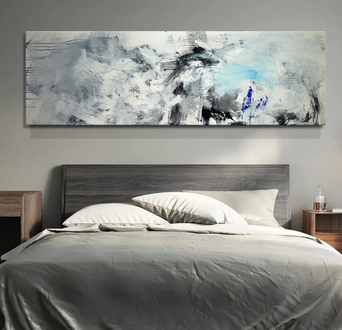 Abstract Oil Painting By Hugh Abernethy, 64 X 19, Bwbb, Original Artwork