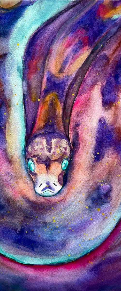 Snake Watercolor Painting by Kate Grishakova