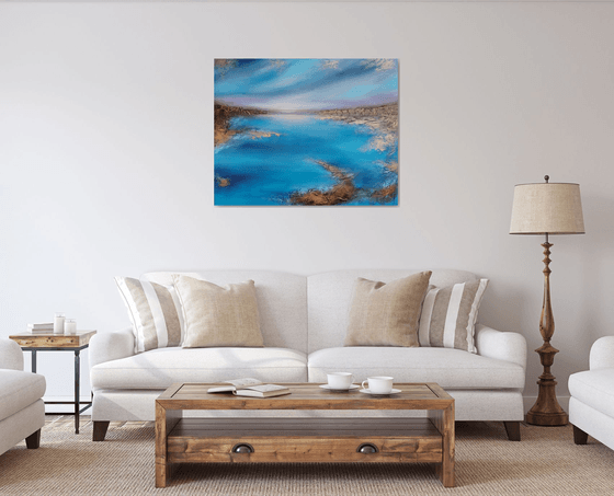 A XL large beautiful modern semi-abstract  seascape painting "Illusion"