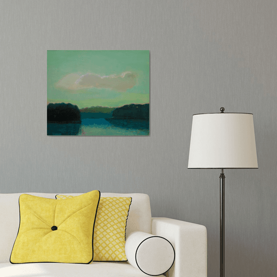 Morning on lake 20x24" 51x60 cm Contemporary Art by Bo Kravchenko