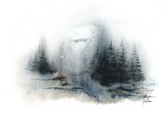 Places XXIV - Watercolor Pine Forest
