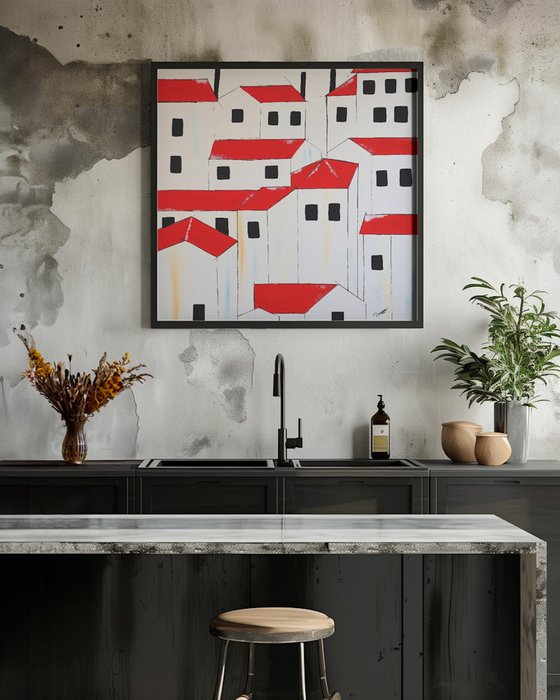 Acrylic - Red roofs