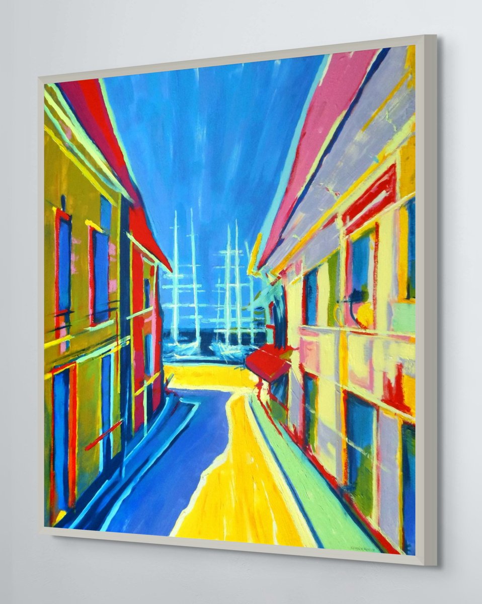 Impressionistic Landscape Oil Painting By Evgen Semenyuk, 28 X 31, Mediterranean Summer, Original Artwork