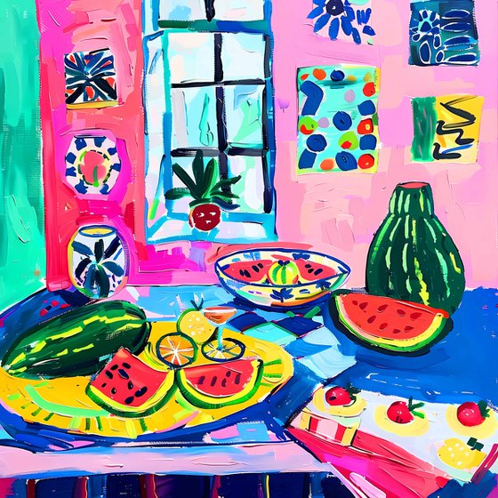 Still life with watermelon