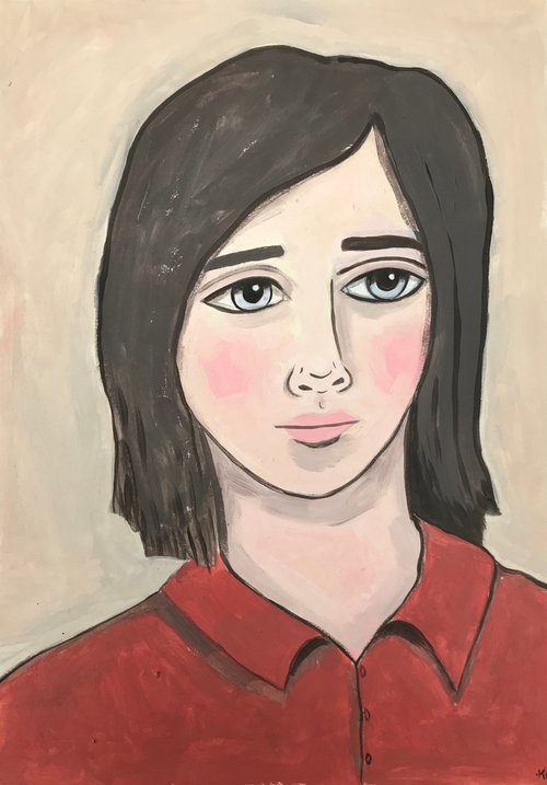 Portrait in Red Shirt by Kitty  Cooper