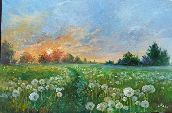 Landscape with dandelions