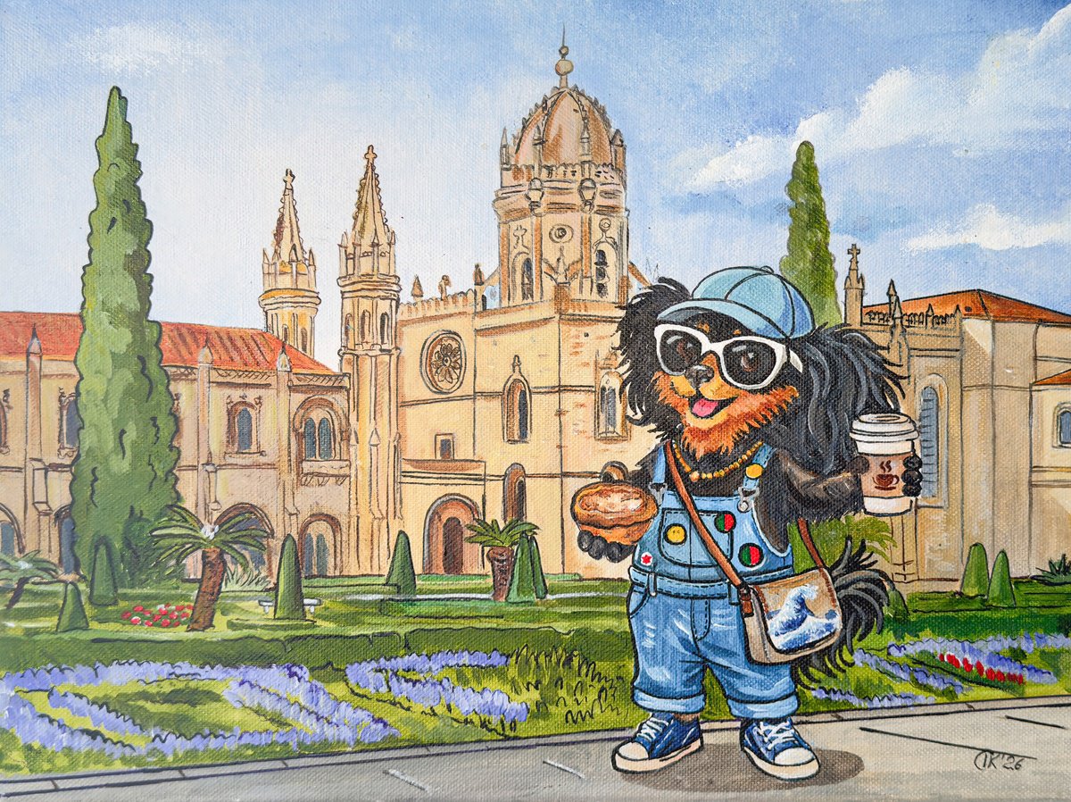 Cartoon Acrylic Painting , Bon From Lisbon: Sweet Morning By Irina Kurganskaya, 16 X 12, Artwork For Sale On Artfinder
