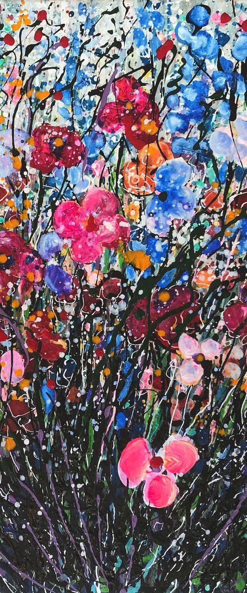Colorful Flowers, Abstract- Original Painting   by Olena Art by Lena Owens at OLena Art