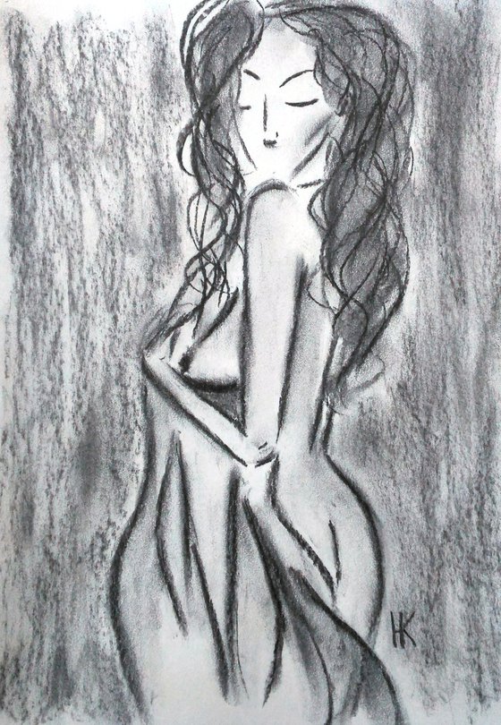 Female Nude Charcoal Art