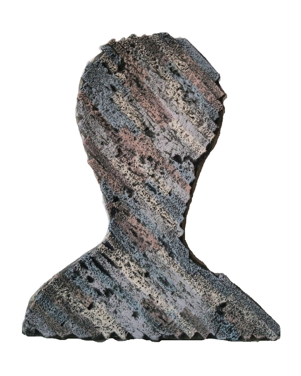 Graphic Portrait Relief By Rossitza Trendafilova, 8 X 9", "Silhouette V", Original Artwork