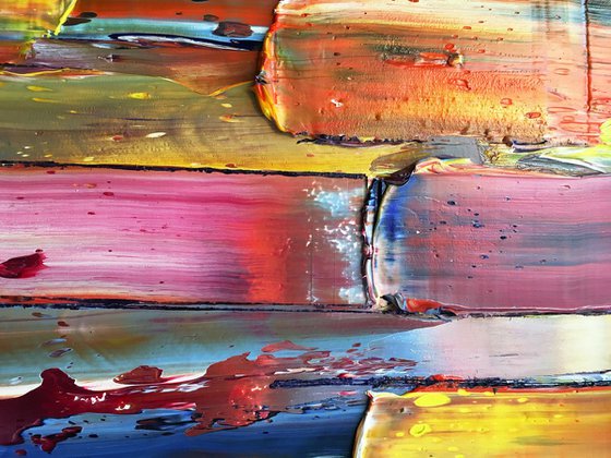 "Rotting Rainbow" -  Original PMS Oil Painting On Reclaimed Wood - 38 x 12 inches