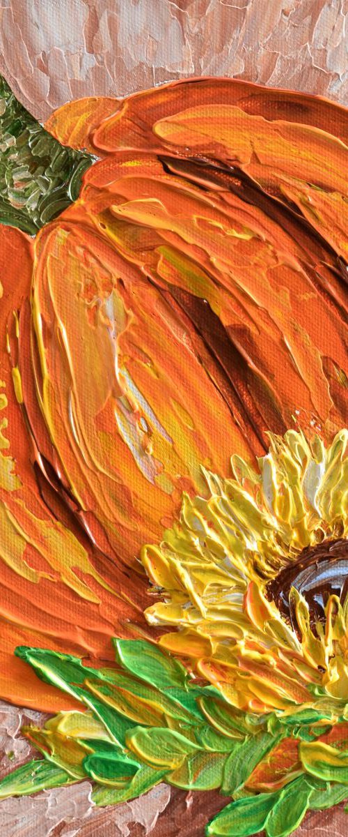 Pumpking and Sunflower by Olga Tkachyk