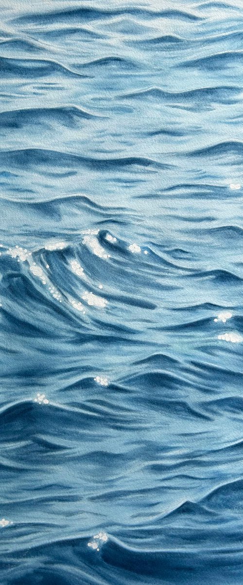 Sea Sparkles, Watercolor water painting by Oksana Shvachka