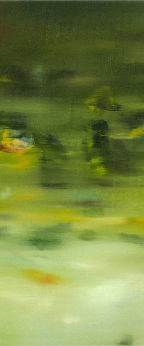 Smarginatura - Abstract green painting by Isabella Nazzarri