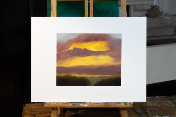 Sunset on the countryside - landscape oil painting Nature Horizon