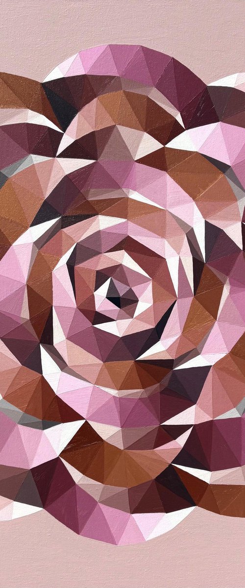 GOLD AND PINK CRYSTAL ROSE by Maria Tuzhilkina