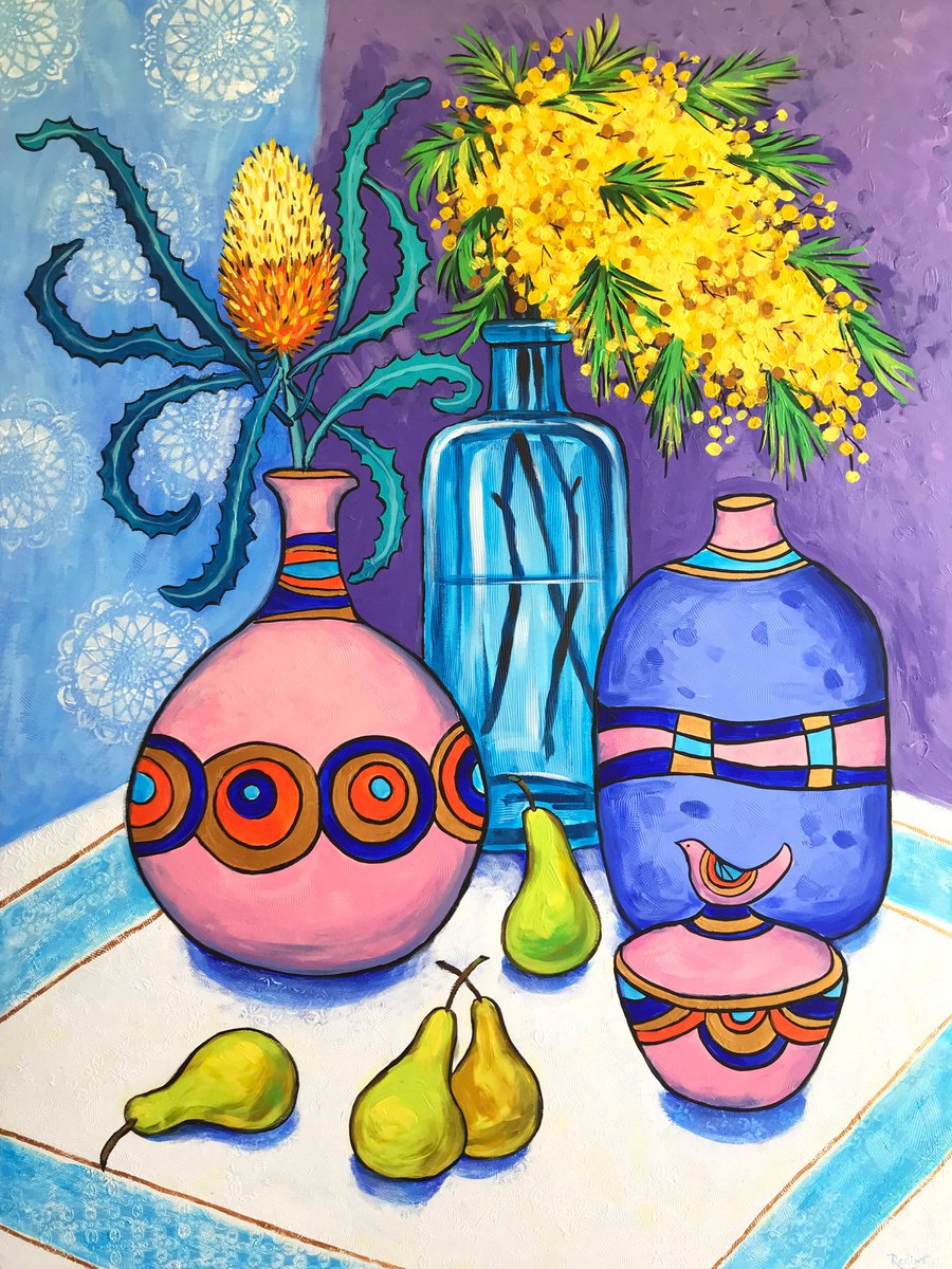 Still life with wattle and banksia by Irina Redine