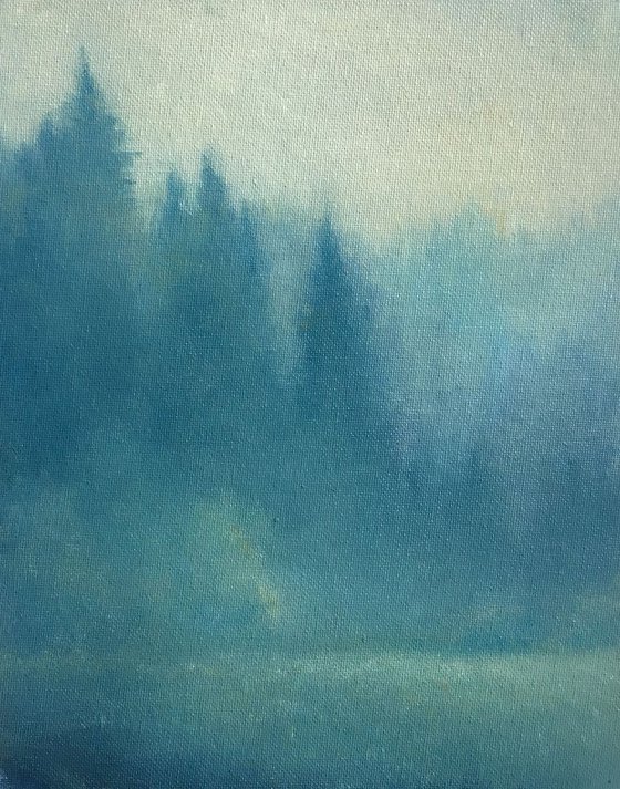 Misty Trees tonal landscape oil painting