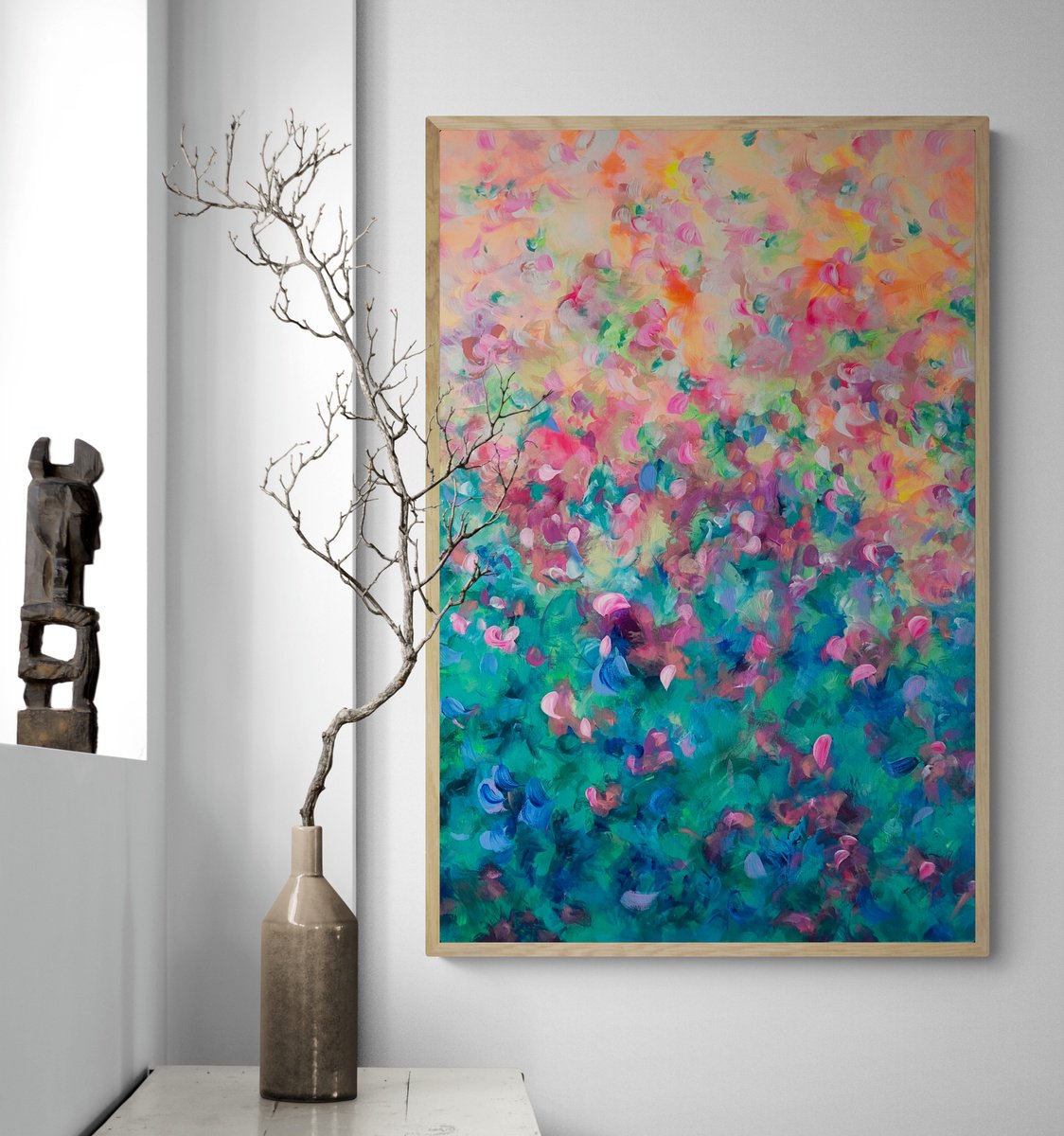Organic Botanical Acrylic Painting By Katherine Spiller, 37 X 25", Garden Of Fortune, Original Artwork