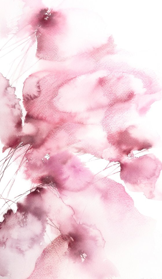 Pink abstract flowers set