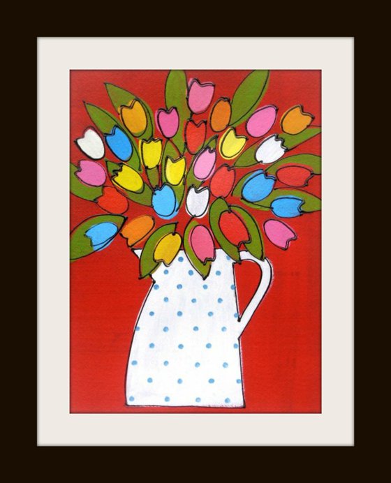 Tulips in a Polka Dot Jug II