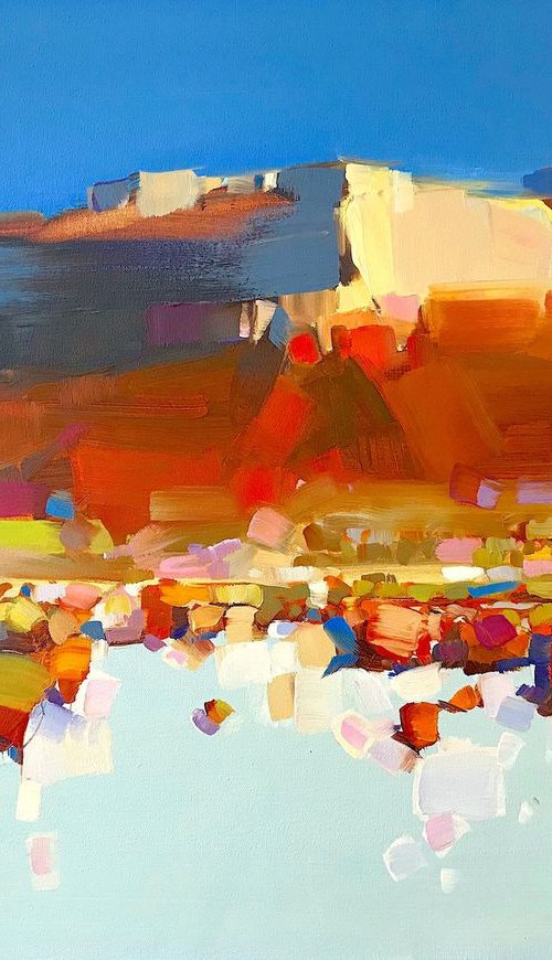 Desert, Landscape oil painting, One of a kind, Signed, Handmade artwork by Vahe Yeremyan