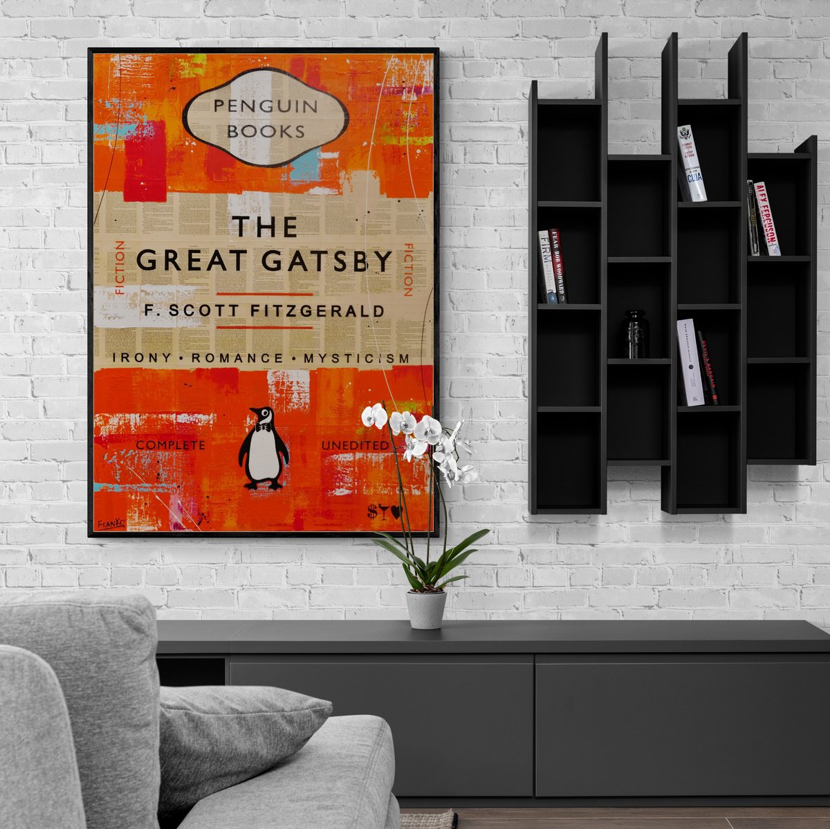 Gatsby Mystery 140cm x 100cm Textured Book Page Urban Pop Art by Franko