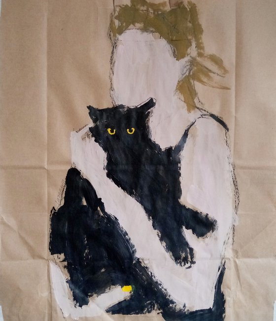 #43/24 Girl with black cat