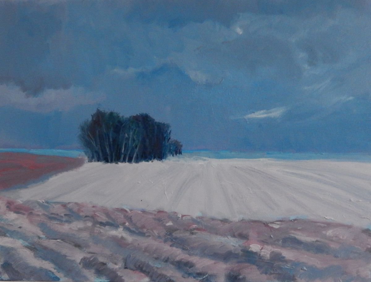 Impressionistic Landscape Oil Painting By Stephen Howard Harrison, 24 X 18", Winter, Fife, Original Artwork