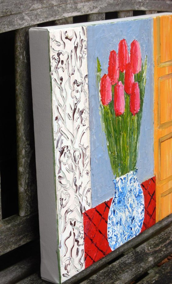 Tulips and Yellow Shutters