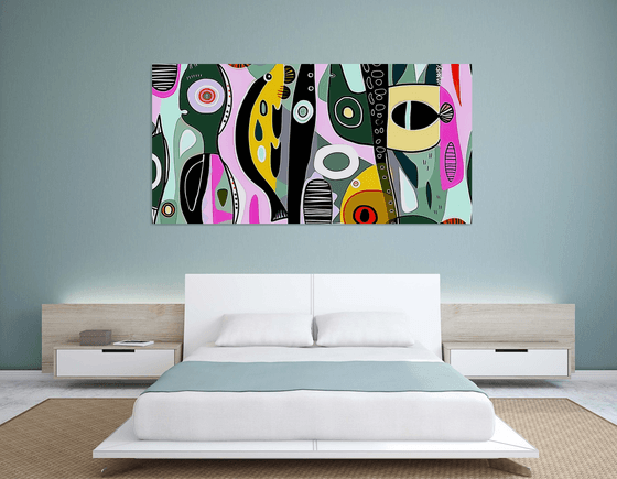 Geometric abstraction with fishes #8