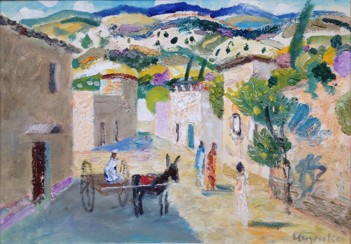 Landscape with a donkey by Alexandr Ischenko