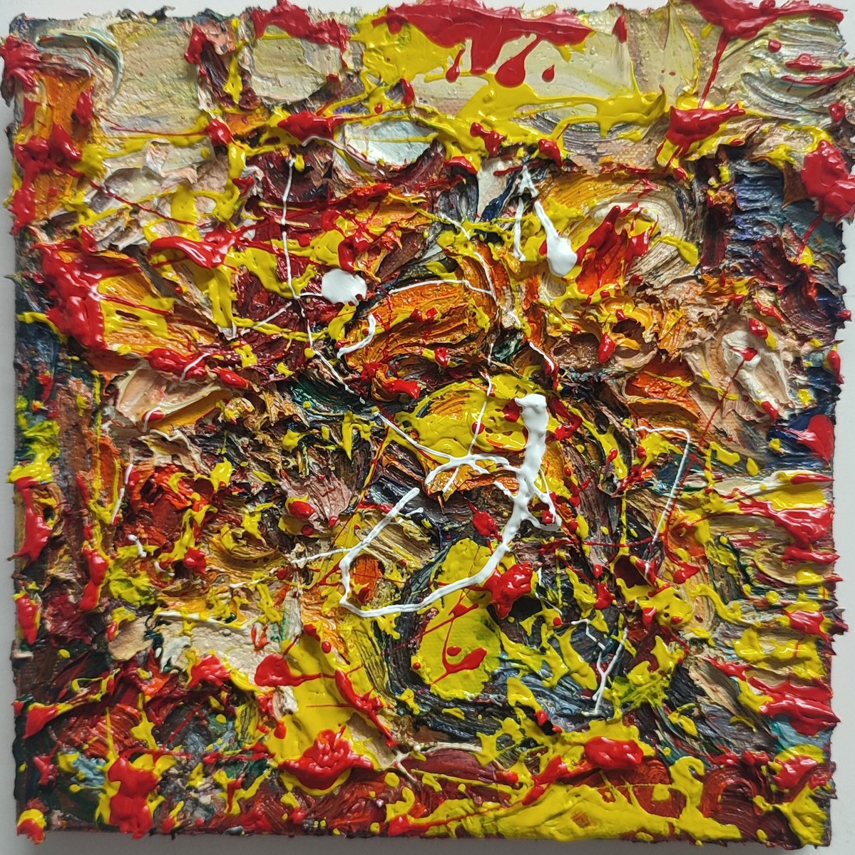 Abstract Oil Painting By Pavel Guliaev, 8 X 8", Abstract, Original Artwork