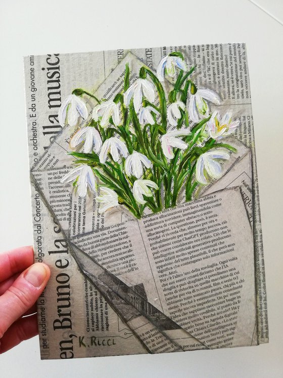 Snowdrops in Newspaper Bag
