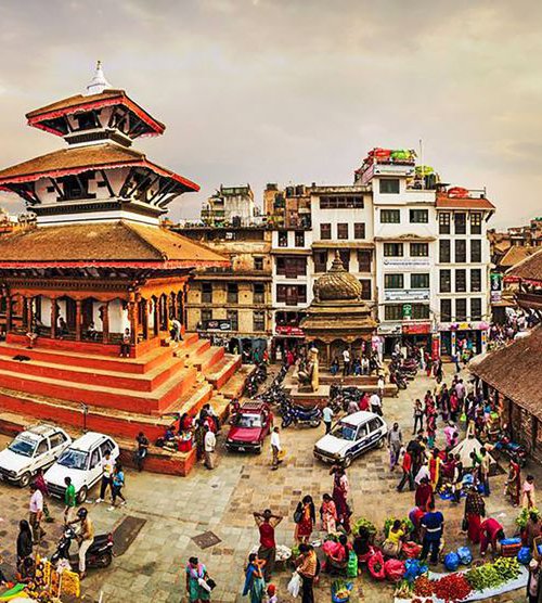 Panoramic view of the Dubar Square, Kathmandu, Nepal by Steven Elio van Weel