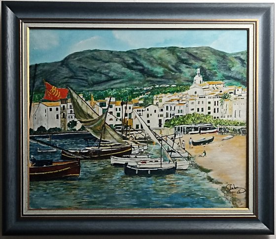 White village and boats