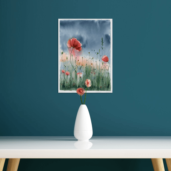 Poppies  -  Original Watercolor Painting by Olga Shefranov