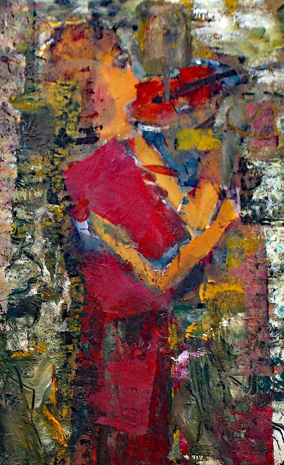 JEUNE FEMME VIOLONISTE GRAFFITIS