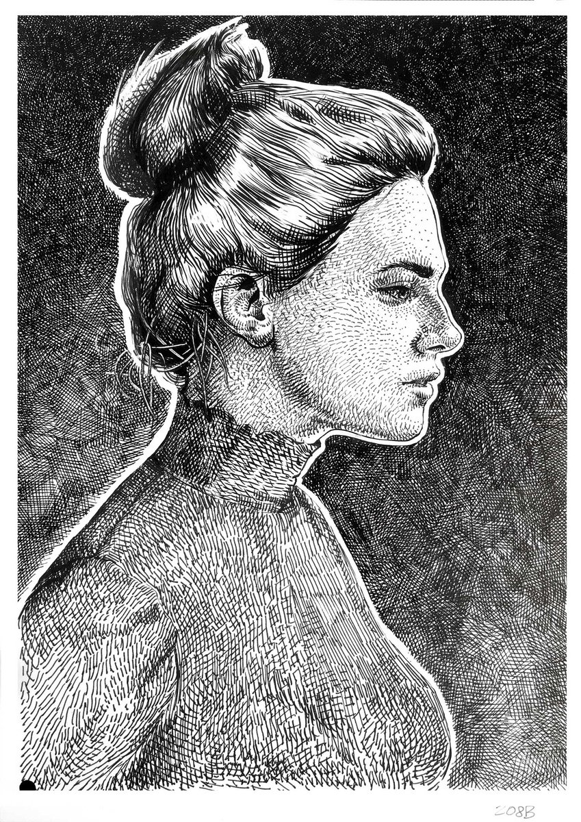 Portrait Ink Drawing By Dario Moschetta, 8 X 11, Portrait 208B.2020, Original Artwork