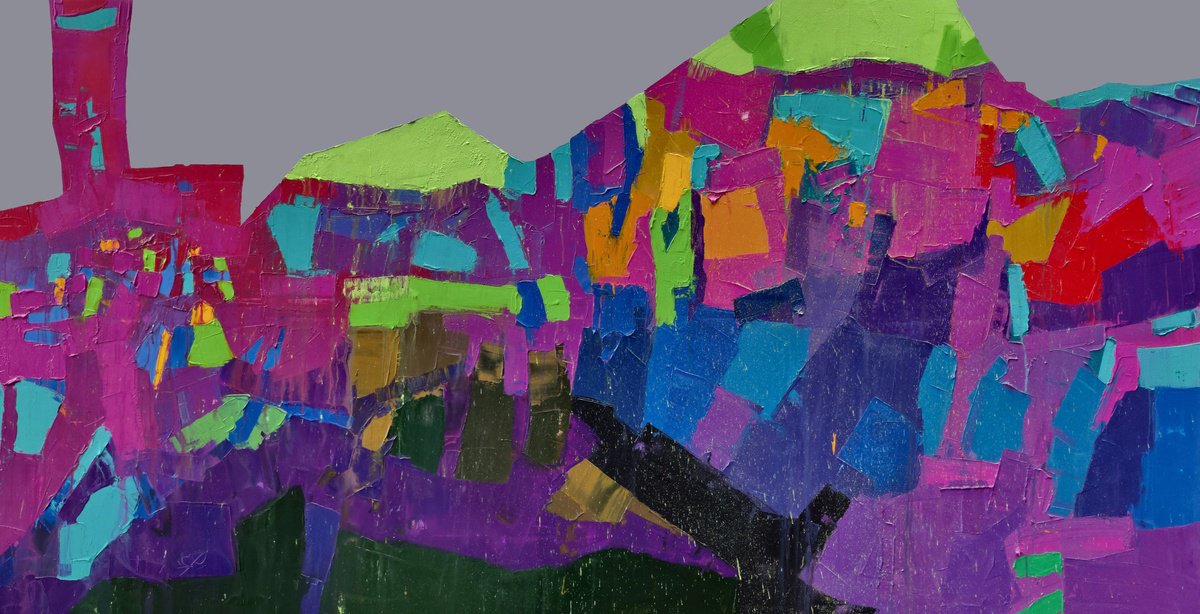 Abstract Acrylic Painting By Abhishek Kumar, 102 X 54, Chromatic Peaks, Original Artwork