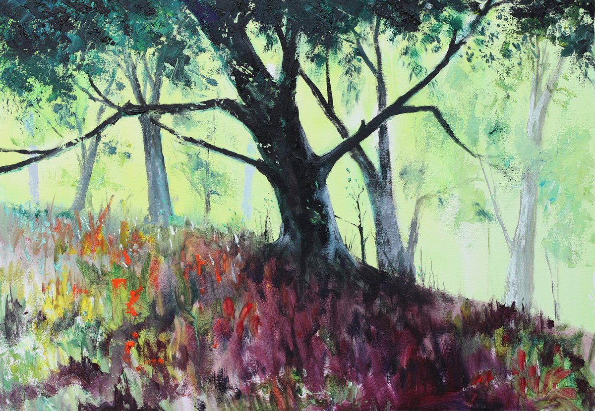 Impressionistic Botanical Oil Painting By Bill Mcarthur, 24 X 17, Waving Frantically, Original Artwork