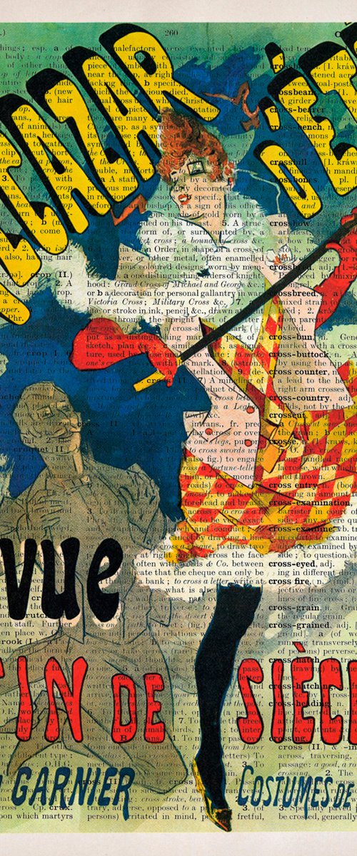 Revue Fin de Siècle, Alcazar d'été - Collage Art Print on Large Real English Dictionary Vintage Book Page by Jakub DK - JAKUB D KRZEWNIAK