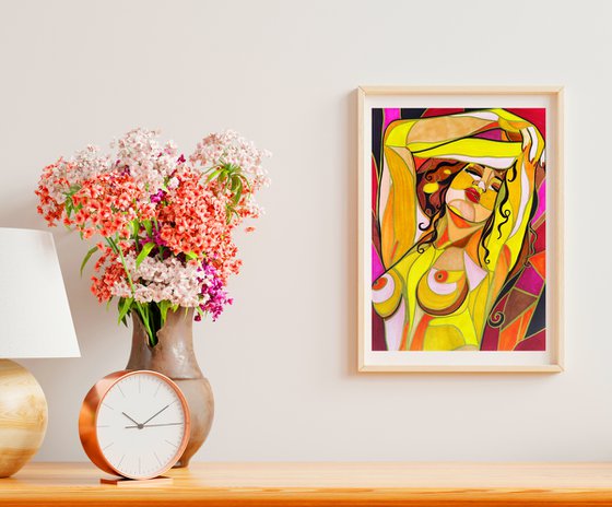 Abstract black woman. African queen nude figure female portrait