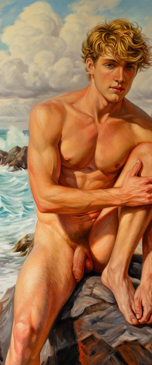 ROMANTIC MOOD (NUDE MAN ON THE BEACH) by Yaroslav Sobol
